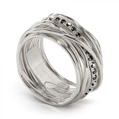 ANELLO FILODELLAVITA CLASSIC COLLECTION 13 FILI ARGENTO 925 E DIAMANTI NERI AN13ABN-17