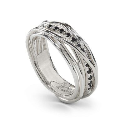 ANELLO FILODELLAVITA CLASSIC COLLECTION 7 FILI ARGENTO 925 E DIAMANTI NERI AN7ABN