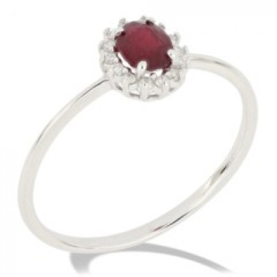 ANELLO GEMORO ORO 18KT E RUBINO ct. 0,50 DIAMANTI ct. 0,07  AC479BIARB