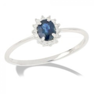 ANELLO GEMORO ORO 18KT E ZAFFIRO ct. 0,46 DIAMANTI ct. 0,07  AC479BIAZF