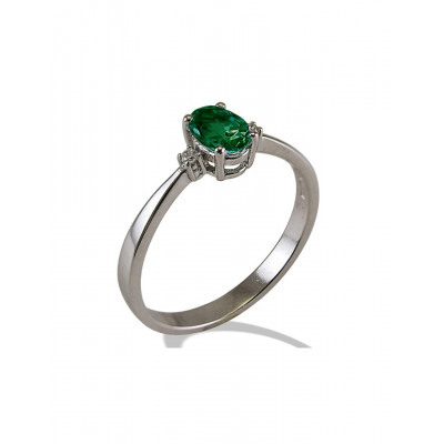 ANELLO GEMORO ORO 18kt gr. 1,85 SMERALDO ct. 0,42  DIAMANTI ct. 0,03  AC375BIASM