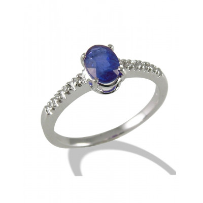 ANELLO GEMORO ORO 18kt gr. 2,30 ZAFFIRO ct. 0,50  DIAMANTI ct. 0,04  AC304BIAZF