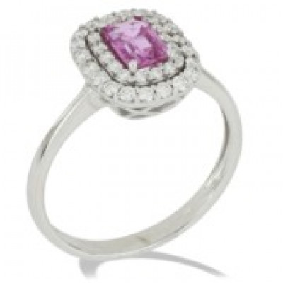 ANELLO GEMORO ORO 18KT gr. 2,70 CORINDONE VARIETA' ZAFFIRO ct. 0,65 DIAMANTI ct. 0,33  AC445BROSA