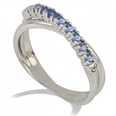 ANELLO GEMORO ORO 18KT gr. 3,30 E ZAFFIRI ct. 0,31 AC430BIAZF