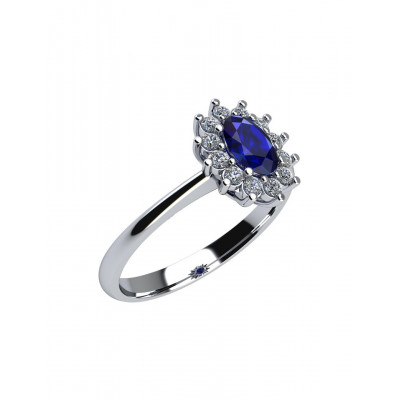 ANELLO GEMORO ORO18kt  gr. 2,90 ZAFFIRO ct. 0,62 DIAMANTI ct. 0,22  TAC416BZF