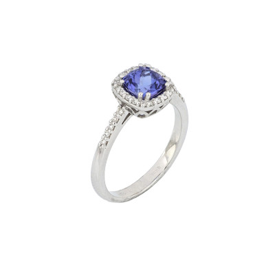 ANELLO GEMORO ORO18KT  gr. 3,40 DIAMANTI ct. 0,18 TANZANITE ct. 0,80 AC418BIATZ