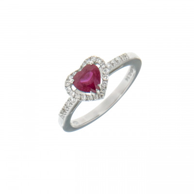 ANELLO IN ORO CON RUBINO TAGLIO CUORE E DIAMANTI MIRCO VISCONTI ABA1050/20R