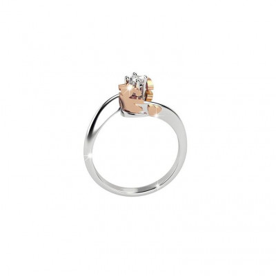 ANELLO LE BEBE' SOLITARIO BIMBO E BIMBA CONTRARIÉ ORO BIANCO E DIAMANTE LBB223