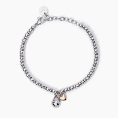 BRACCIALE 2JEWELS ACCIAIO COCCINELLA CUORE ROSATO  232343