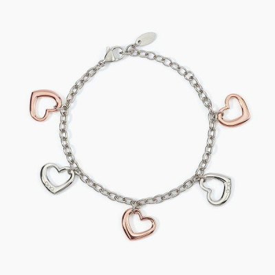 BRACCIALE 2JEWELS ACCIAIO CUORI BICOLORE ROSATO 232296