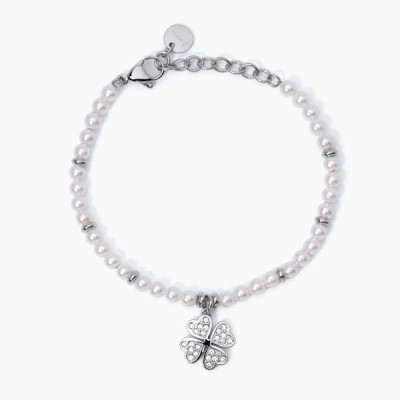 BRACCIALE 2JEWELS ACCIAIO PERLE QUADRIFOGLIO 232336