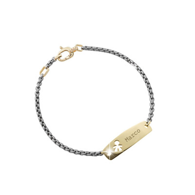 BRACCIALE LE BEBE'  UOMO CLASSICO BIMBO TITANIO E ORO GIALLO LBU004