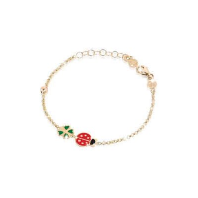 BRACCIALE LE BEBE' PRIME GIOIE  COCCINELLA E QUADRIFOGLIO PMG032