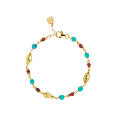 BRACCIALE ROSSO PREZIOSO ARGENTO TURQUOISE & GARNET BC26070EU/SS-TQ