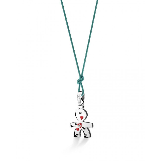 ciondolo lovely bimbo oro bianco cuore e diamantino lbb582