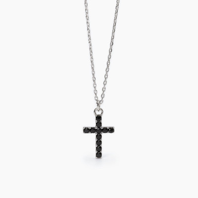 COLLANA UOMO CROCE ZIRCONI NERI MABINA 553576