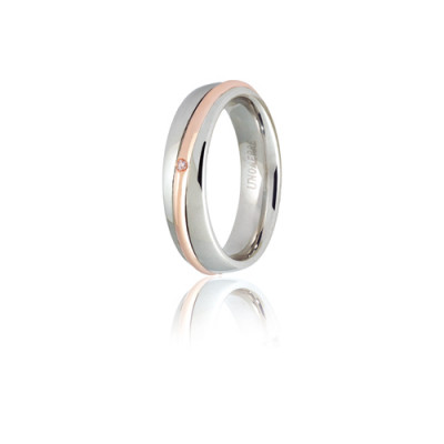 FEDE UNOAERRE SATURNO IN ORO BIANCO E ROSA 18CT. CON DIAMANTINO 