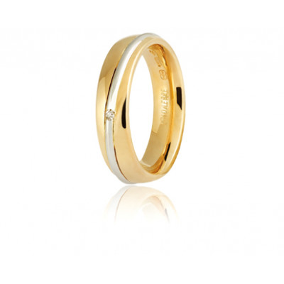 FEDE UNOAERRE SATURNO IN ORO GIALLO E BIANCO 18CT. CON DIAMANTINO