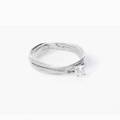 FILODELLAVITA SOLITARIO 7 FILI IN ORO BIANCO 9KT CON DIAMANTE COLORLESS DA 0,23 CT VS2 G MISURA 16 AN102BB-16