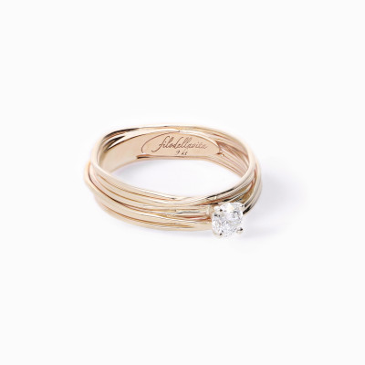 FILODELLAVITA SOLITARIO 7 FILI IN ORO GIALLO 9KT CON DIAMANTE COLORLESS DA 0,08CT VS 2 F MISURA 18 AN102GB-18