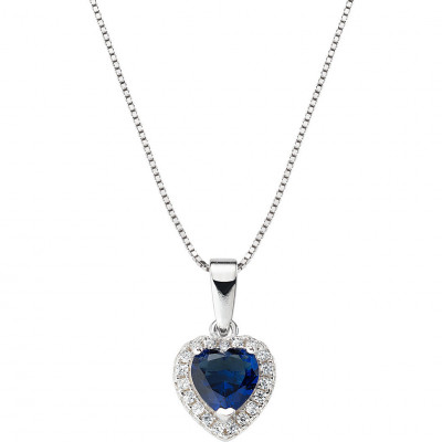 GIROCOLLO ARGENTO CUORE DELL'OCEANO BLU AMEN CLTICBBL