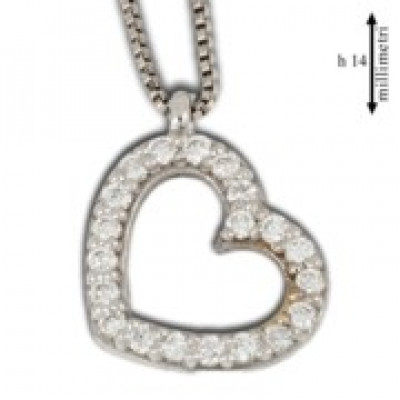 GIROCOLLO CUORE GEMORO IN ORO 18KT  E DIAMANTI NATURALI  PB1737BIA