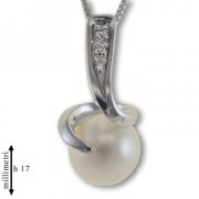 GIROCOLLO GEMORO IN ORO 18KT  PERLA E DIAMANTI NATURALI  PP335BIA