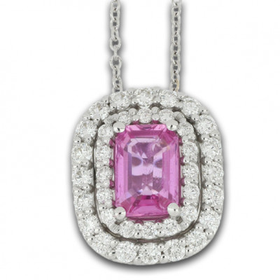 GIROCOLLO GEMORO IN ORO 18kt gr. 2.90 DIAMANTI NATURALI CT.0,33 CORINDONE ROSA (VARIETA' ZAFFIRO) ct.0,69  PC215BROSA