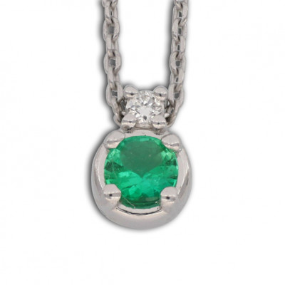 GIROCOLLO GEMORO IN ORO 18kt gr. 2,50 SMERALDO ct. 0,10 E DIAMANTI ct. 0,01 PC200BIASM