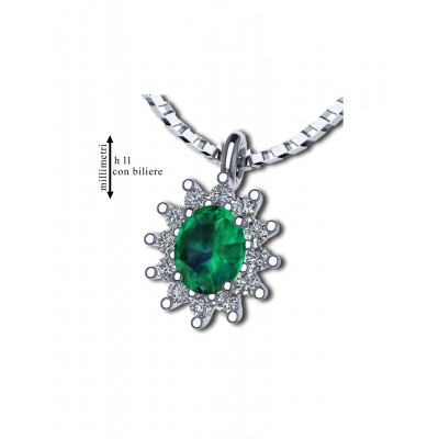 GIROCOLLO GEMORO ORO 18kt gr. 2,20 SMERALDO gr. 0,26 DIAMANTI ct. 0,12  PC182BIASM