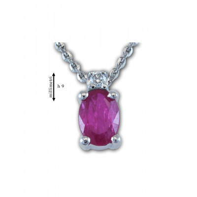 GIROCOLLO GEMORO ORO 18kt gr. 2,25 RUBINO gr. 0,72 DIAMANTE gr. 0,02  PC180BIARB