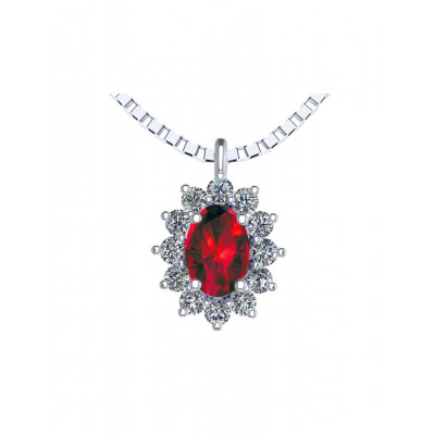 GIROCOLLO GEMORO ORO 18kt gr. 2,70 RUBINO ct. 0,63 DIAMANTI ct. 0,24  PC083BIARB