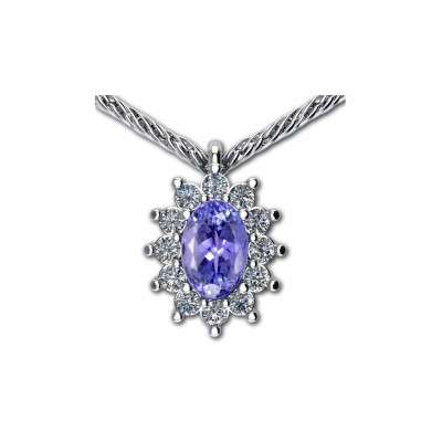 GIROCOLLO GEMORO ORO 18kt gr. 2,70 TANZANITE ct. 0,44 DIAMANTI ct. 0,22  PC190BIATZ