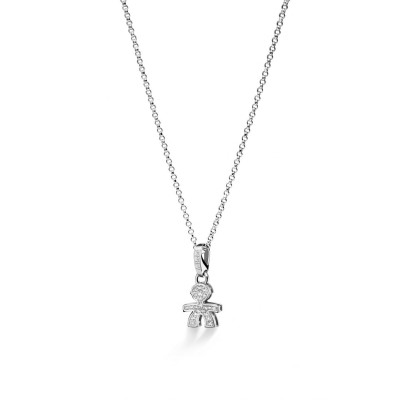 GIROCOLLO LE BEBE' PAVÉ MICRO-SETTING BIMBO PICCOLO ORO BIANCO LBB153