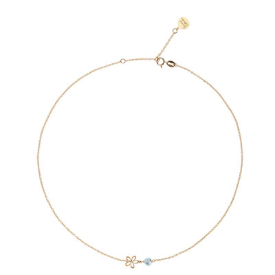 GIROCOLLO ROSSO PREZIOSO ORO 9KT FLOWER SEMINO D'AMORE TOPAZIO AZZURRO GC24410SE-TA 