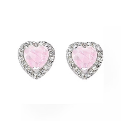 ORECCHINI ARGENTO CUORE DLL'OCEANO ROSA AMEN ORTICBRO