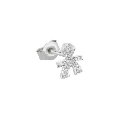 ORECCHINO LE BEBE'  SINGOLO BRICIOLE BIMBO ORO BIANCO E PAVÉ LBB311